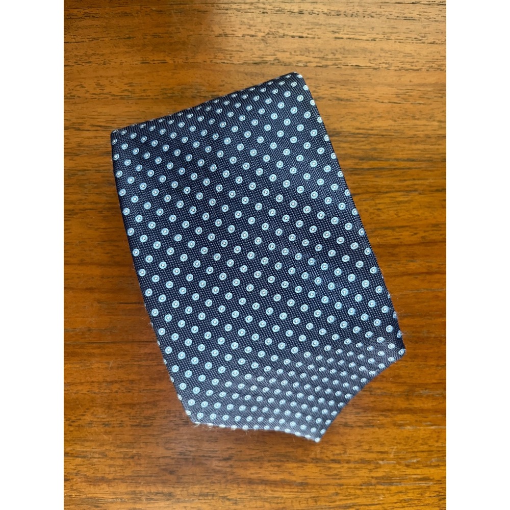 Tommy Hilfiger Navy Silk Tie Blue Dot Pattern
